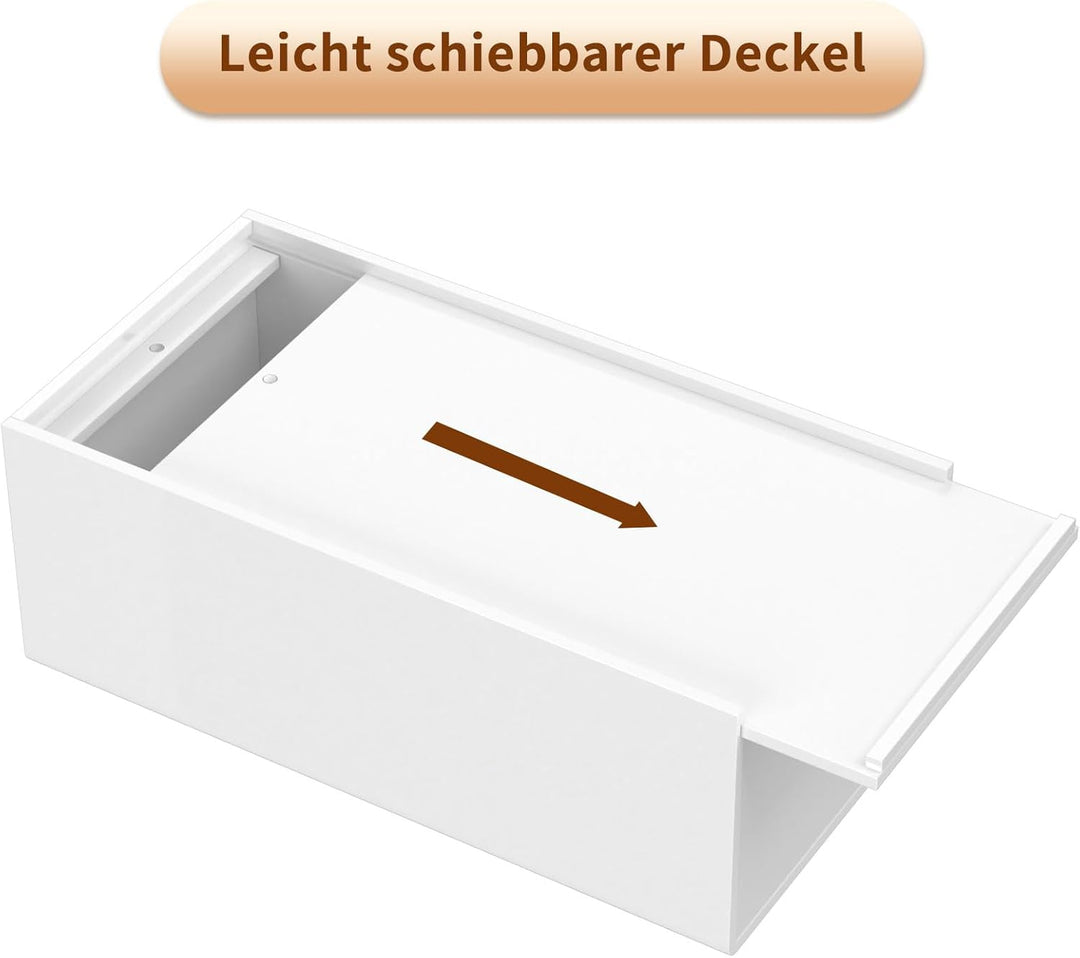 AITEE Acryl Kosmetiktücherbox: 25×13×9 cm Weiss Tücherbox mit Magnetabdeckung für Esszimmer Badezimm