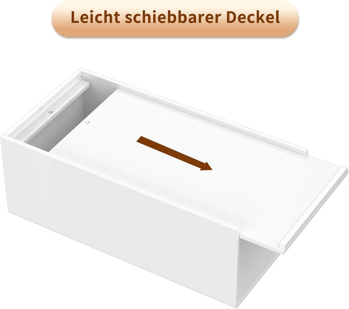 AITEE Acryl Kosmetiktücherbox: 25×13×9 cm Weiss Tücherbox mit Magnetabdeckung für Esszimmer Badezimm