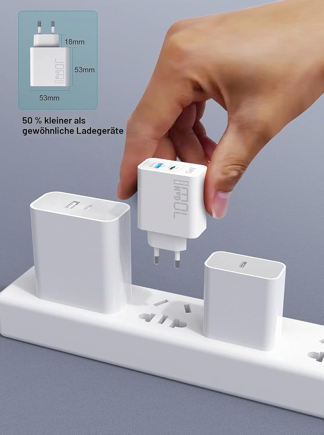 70W USB C Ladegerät, Type C PD GaN Netzteil mit 100W Schnellladekabel 2-Port USB C Netzteil (Funktio