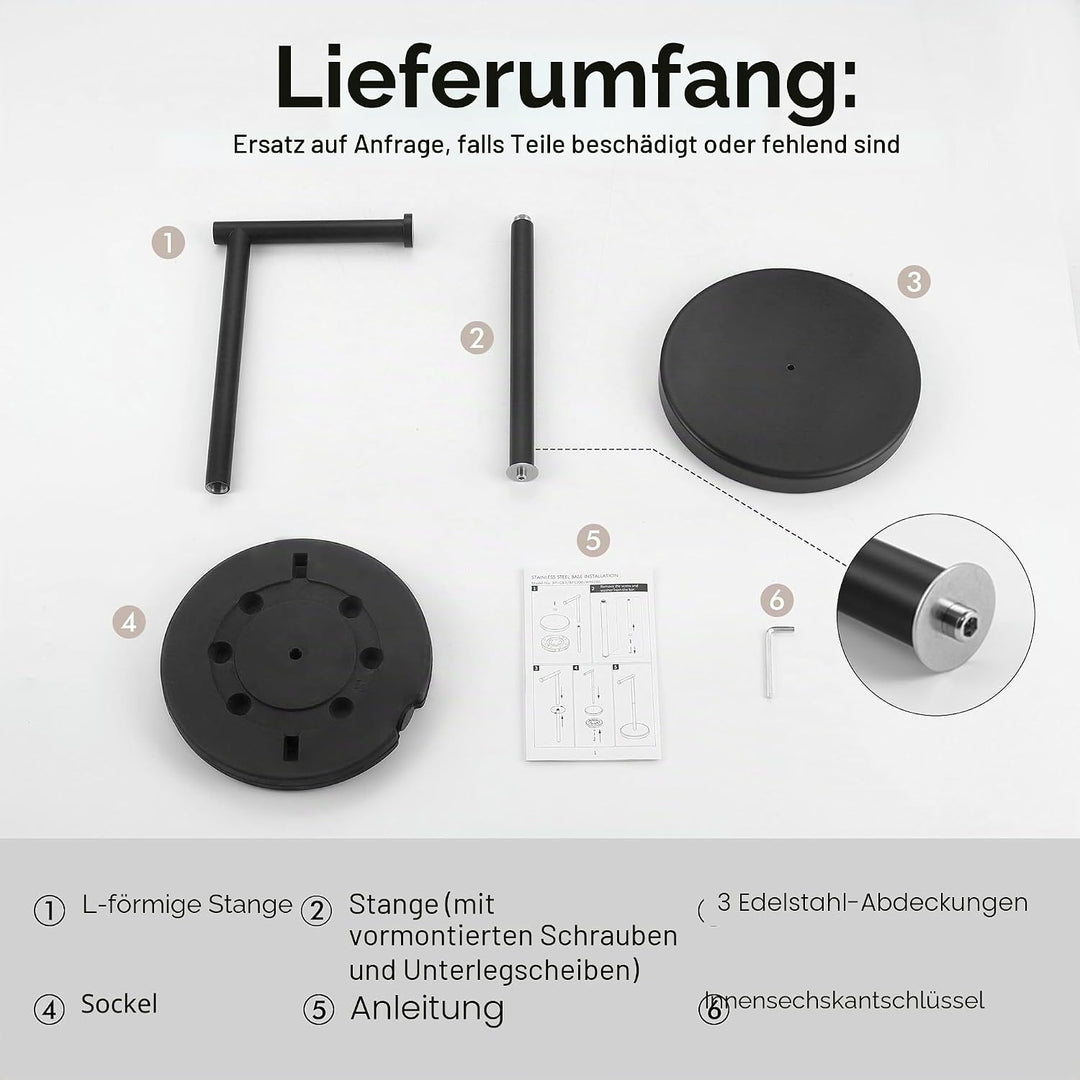 KES Toilettenpapierhalter Stehend Mit Gewichteter Basis, Klopapierhalter Freistehend, Klorollenhalte