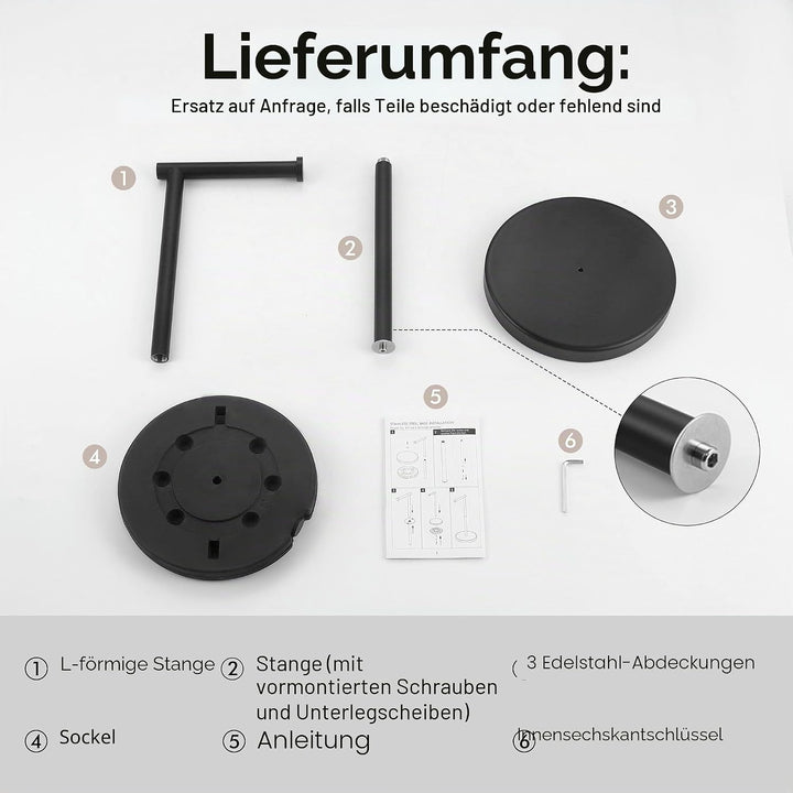 KES Toilettenpapierhalter Stehend Mit Gewichteter Basis, Klopapierhalter Freistehend, Klorollenhalte