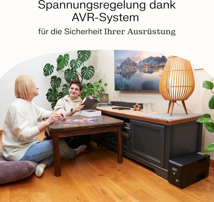 Greencell UPS 1500VA 1050W PowerProof mit LCD-Display – USV mit Reiner Sinuswelle, zuverlässiger Str