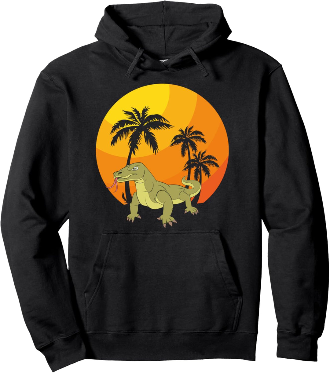 Indonesien Reptil Echse Sonnenuntergang Komodowaran Pullover Hoodie