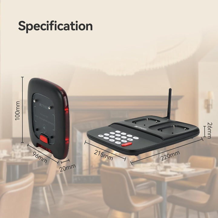 Retekess TD183 Pager System, Doppelte Ladung Restaurant Pager, 20 Untersetzer Stabil, 30H 300mAh Pag