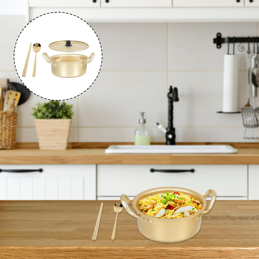 YARNOW Ramen Topf Mit Aluminiumdeckel Binaurales Design Für Nudeln Und Suppe Kochen Leicht Zu Reinig