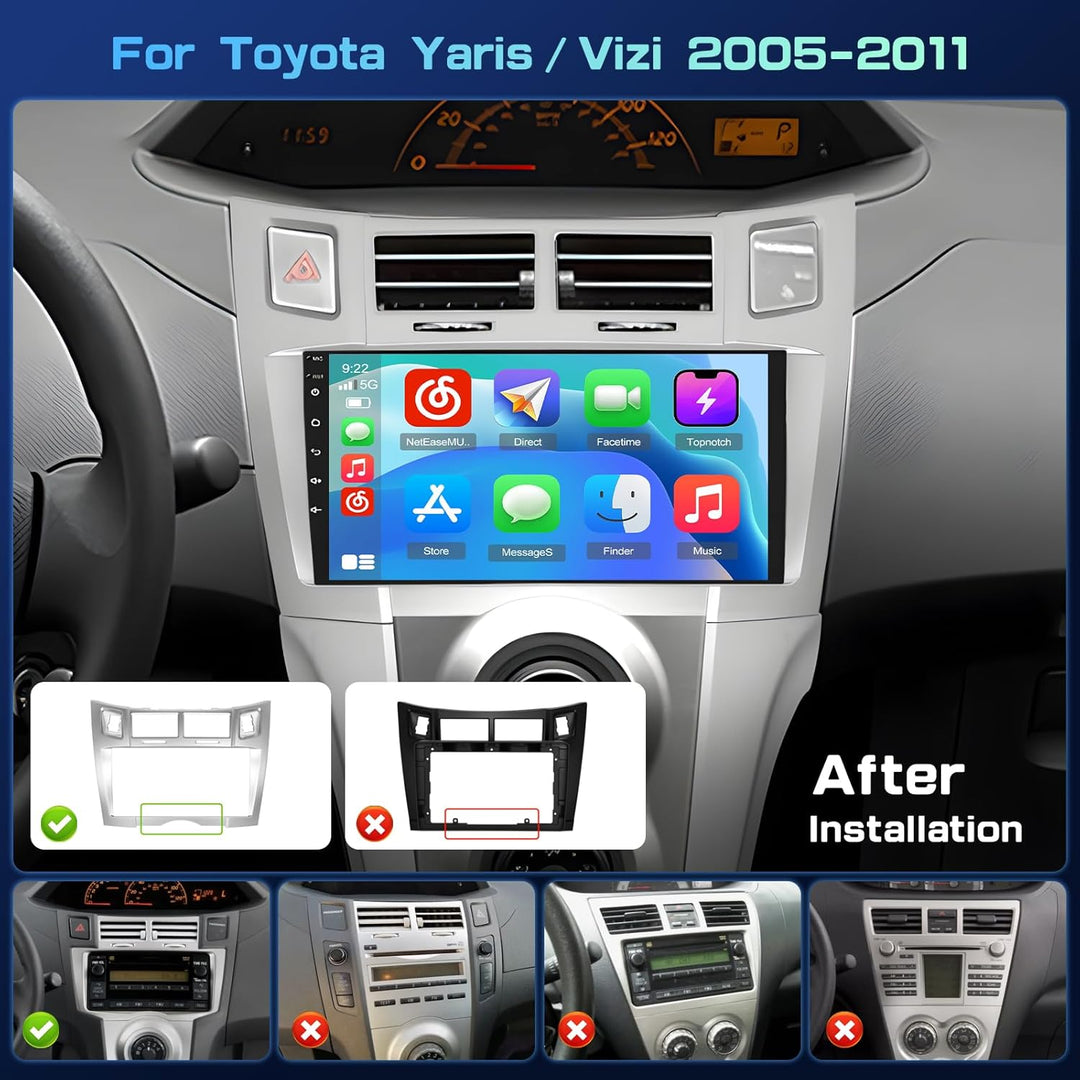 4+64G Android Autoradio mit Bildschirm für Toyota Yaris/Vizi 2005-2011 Wireless Carplay, Autoradio m