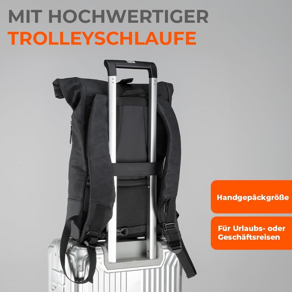 LANGENBERG NAP Rucksack Rolltop | Premium Laptop Rucksack mit cleverer Fächeraufteilung inkl. atmung