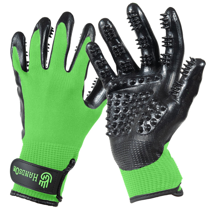 HandsOn praktischen Baden/Pflege/Ausfallen Handschuhe praktischen grün SM Handschuhe für Hunde, Katz
