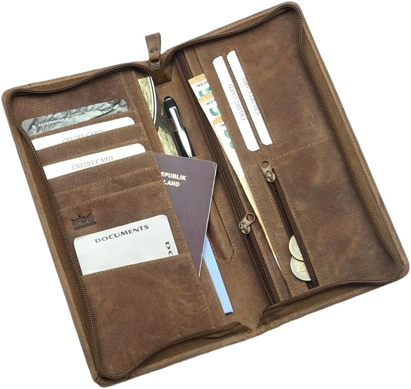 Reiseorganizer Leder Reisepasshülle Etui Dokumenten-mappe Leder Reise, Reisepass Organizer Familie,