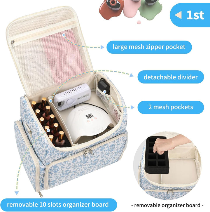 Nagelkoffer mit Extra Grosser Kapazität – Nagellack Koffer für 86 bis 100+ Flaschen & Nagellampe, Do