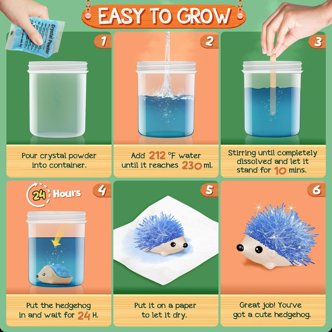 Igel Kristall Zücht Set, 2er Pack Kristall Hedgehog Growing Kit, Experimentierkasten für Kinder ab 8