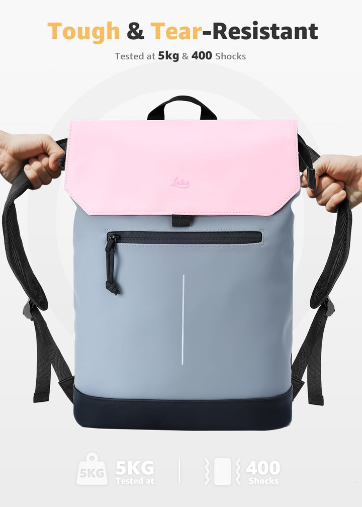 Rucksack Damen & Herren, Mattleder Tagesrucksack mit 15,6" Laptopfach, Eleganter City und Business B