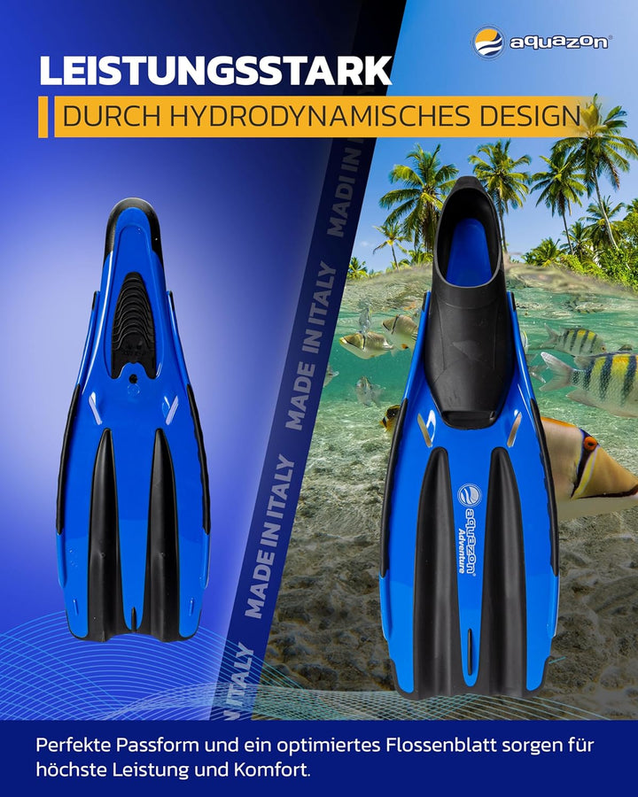 AQUAZON Adventure Marken Flossen-technisch hervorragende Schnorchelflosse mit extra weicher Fusstasc