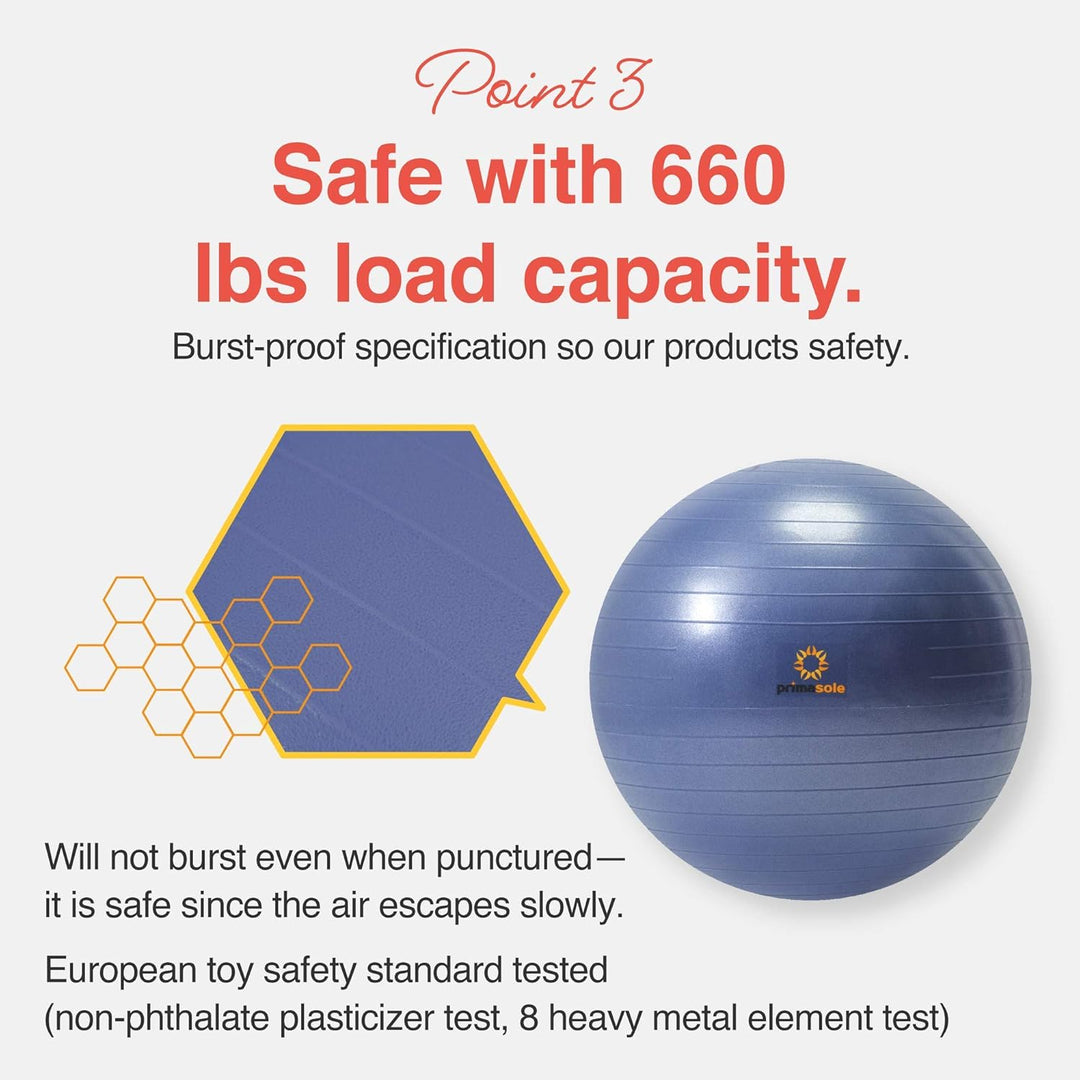primasole Balance Ball Gymnastikball, 29.5 inch & 75 cm indigoblau