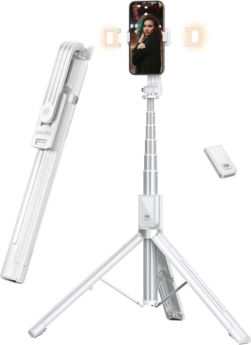 ANXRE 150cm Handy Stativ mit Licht FernauslöSer [All-In-One] Selfie Stick Handy Stativ Handyhalterun