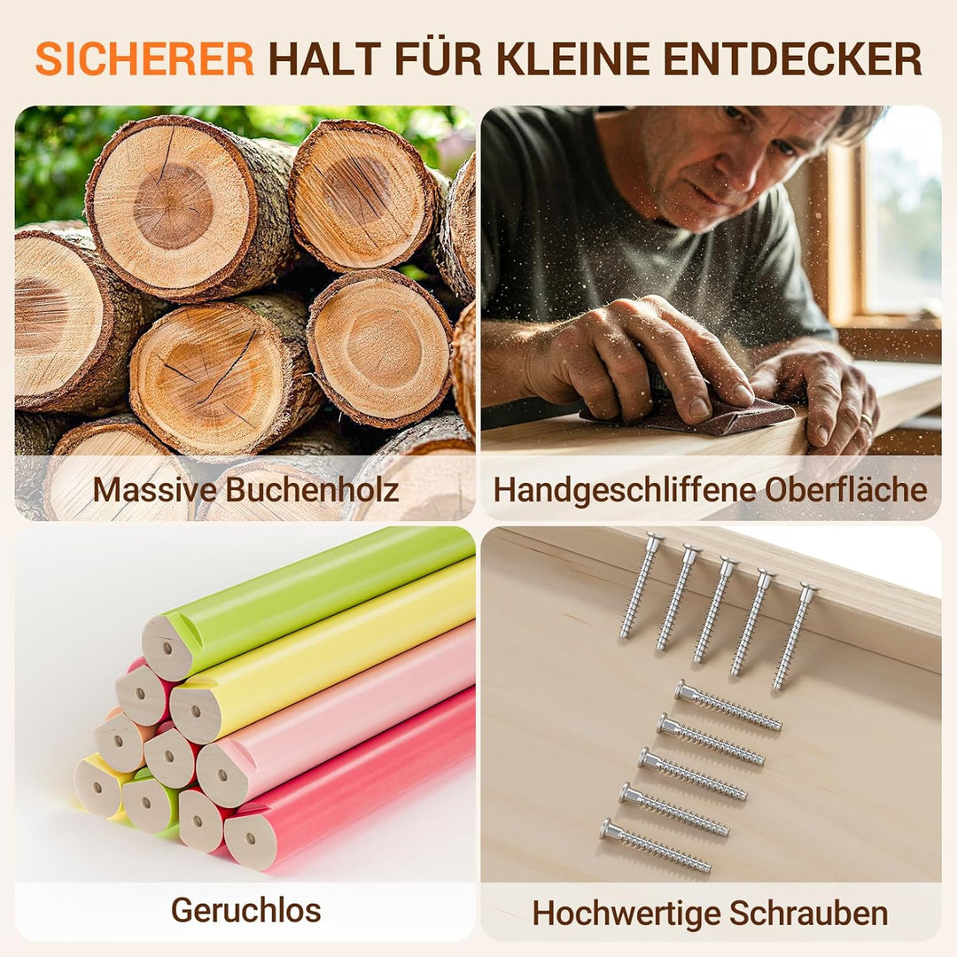 COSYLAND 8-in-1 Klettergerüst Indoor L – Grosses Kletterdreieck Set mit Kletterbogen & Rutsche – War