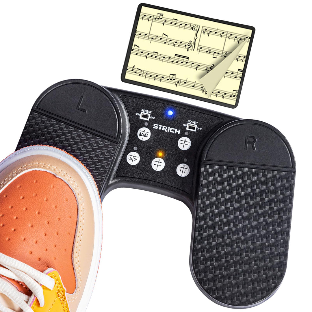 STRICH Drahtloser Page Turner Pedal für iPad, Wiederaufladbares Musikseitenumblätter-Pedal, 5 Modi,
