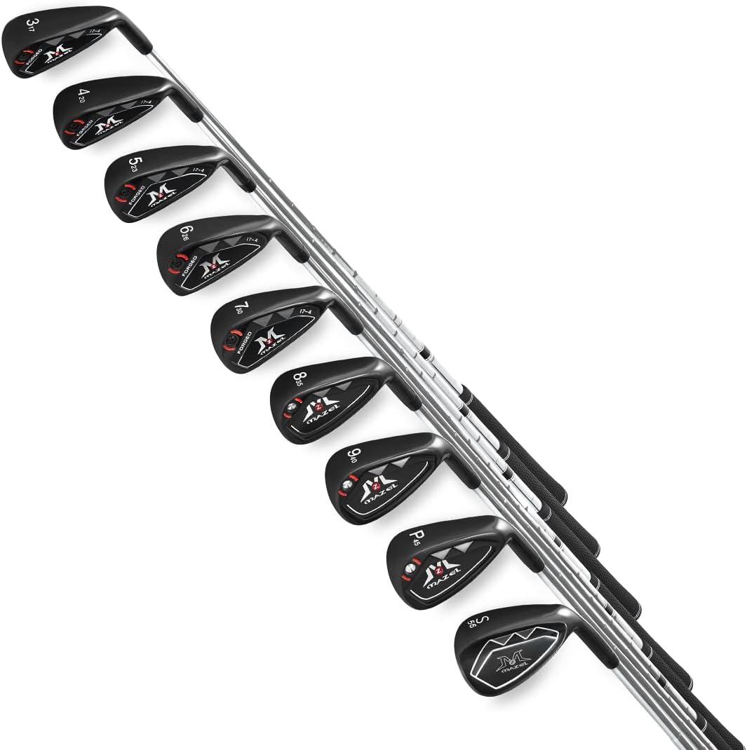 MAZEL Golf Forged Iron Set 9 Pieces, Premium Iron Club 3,4,5,6,7,8,9, P, S for Men Right-Handed, CNC