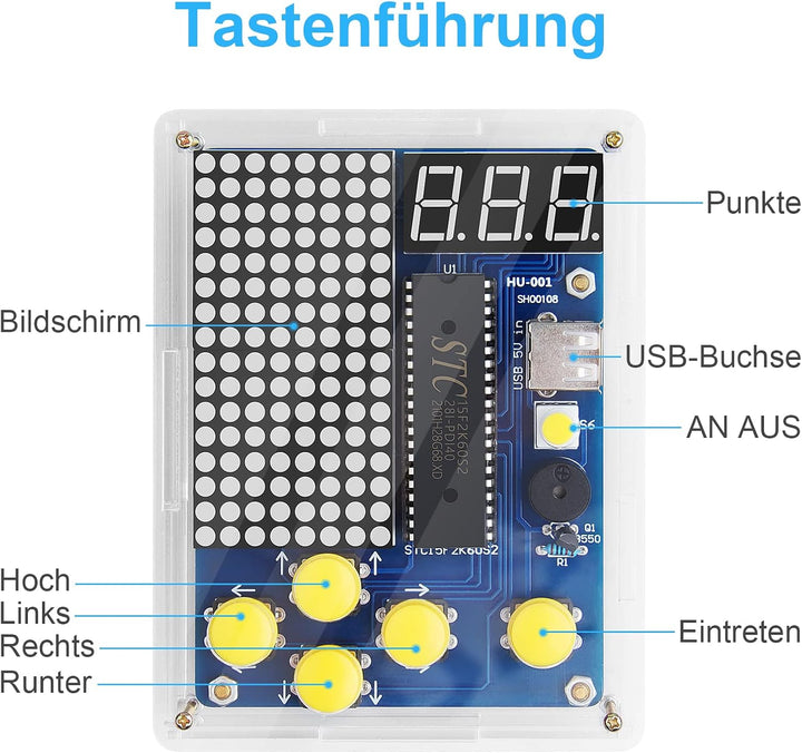 DIY-Spielkonsolen-Handset mit Acrylgehäuse, Lötübungsset, DIY-Retro-Classic-Elektronik-Set für Mint-