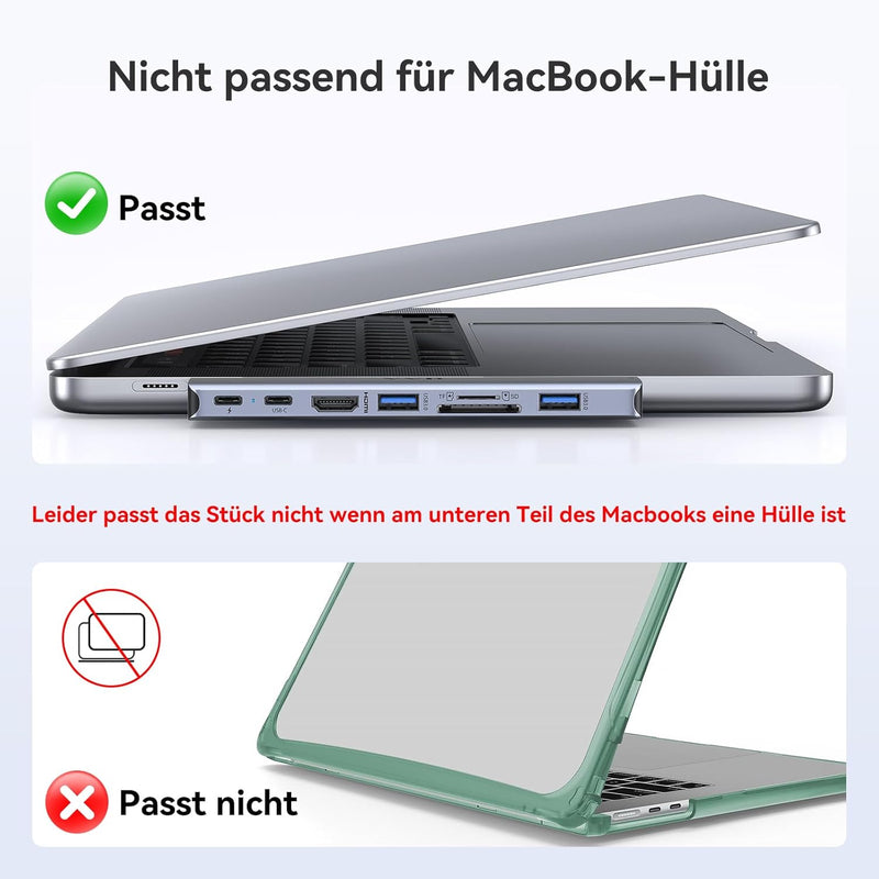 HODO USB C Adapter für MacBook Pro Air, MacBook Hub 8 in 2, MacBook Zubehör mit 4K HDMI,Thunderbolt