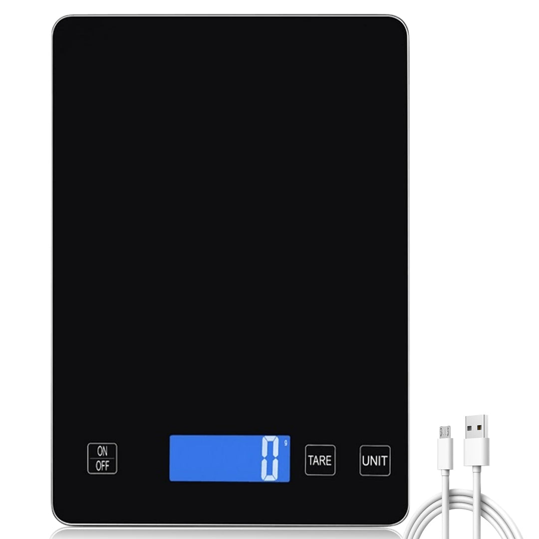 Küchenwaage Digital, 15kg/1g Waage Küchenwaage, USB Wiederaufladbare Digital Küchenwage mit Led Disp