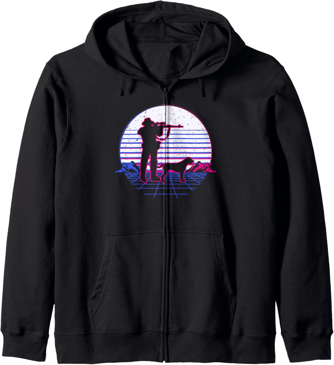 Jäger Jagen Jagd Hund Retro Vintage Sunset Geschenk Kapuzenjacke