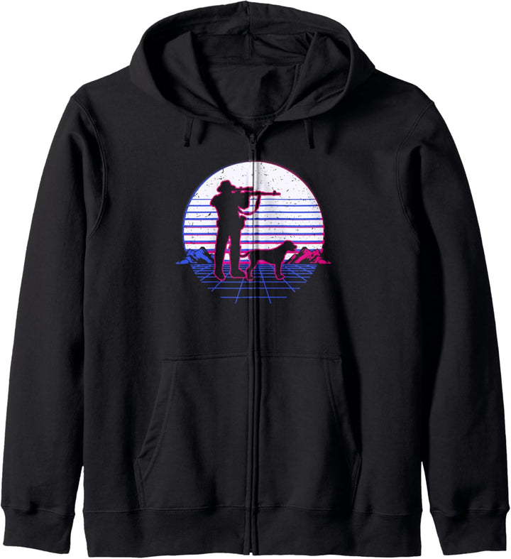 Jäger Jagen Jagd Hund Retro Vintage Sunset Geschenk Kapuzenjacke