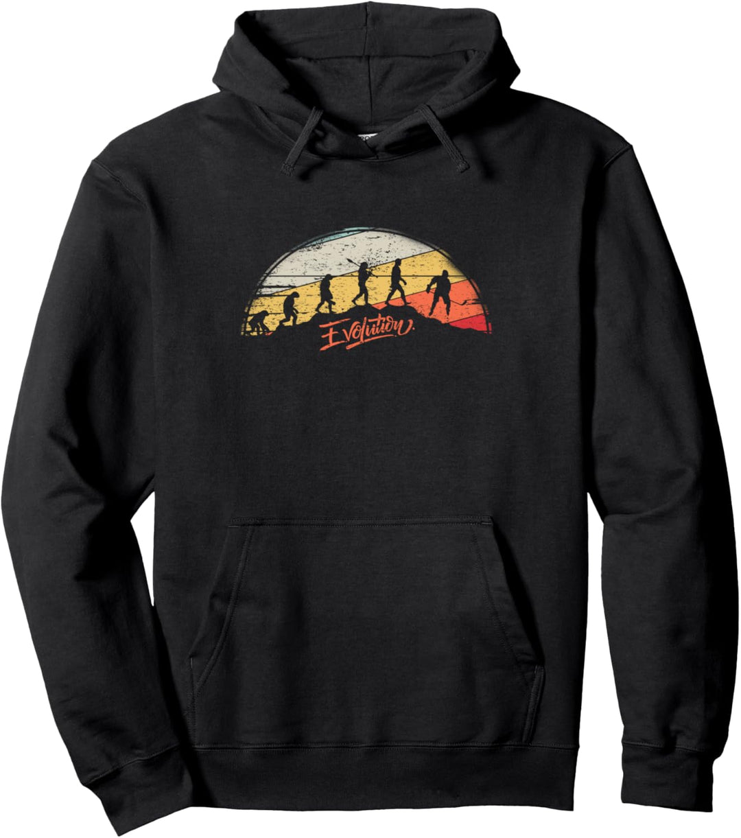 Retro Eishockeyspiel Eishockeyspieler Evolution Vintage Pullover Hoodie