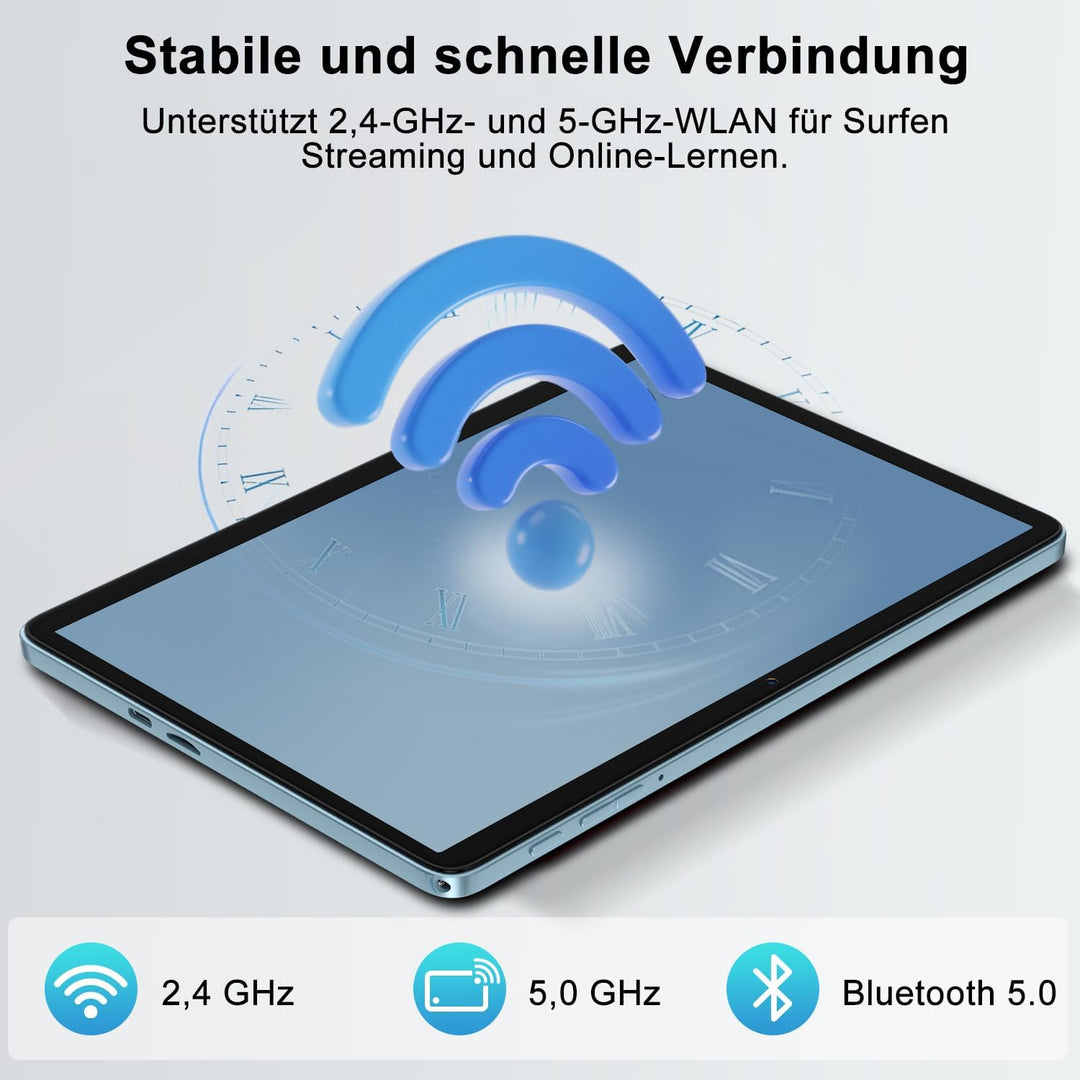 Tablet 10 Zoll Android 14, 128GB Speicher (erweiterbar), 8000mAh Akku, Tablet mit Tastatur &amp; Maus, M