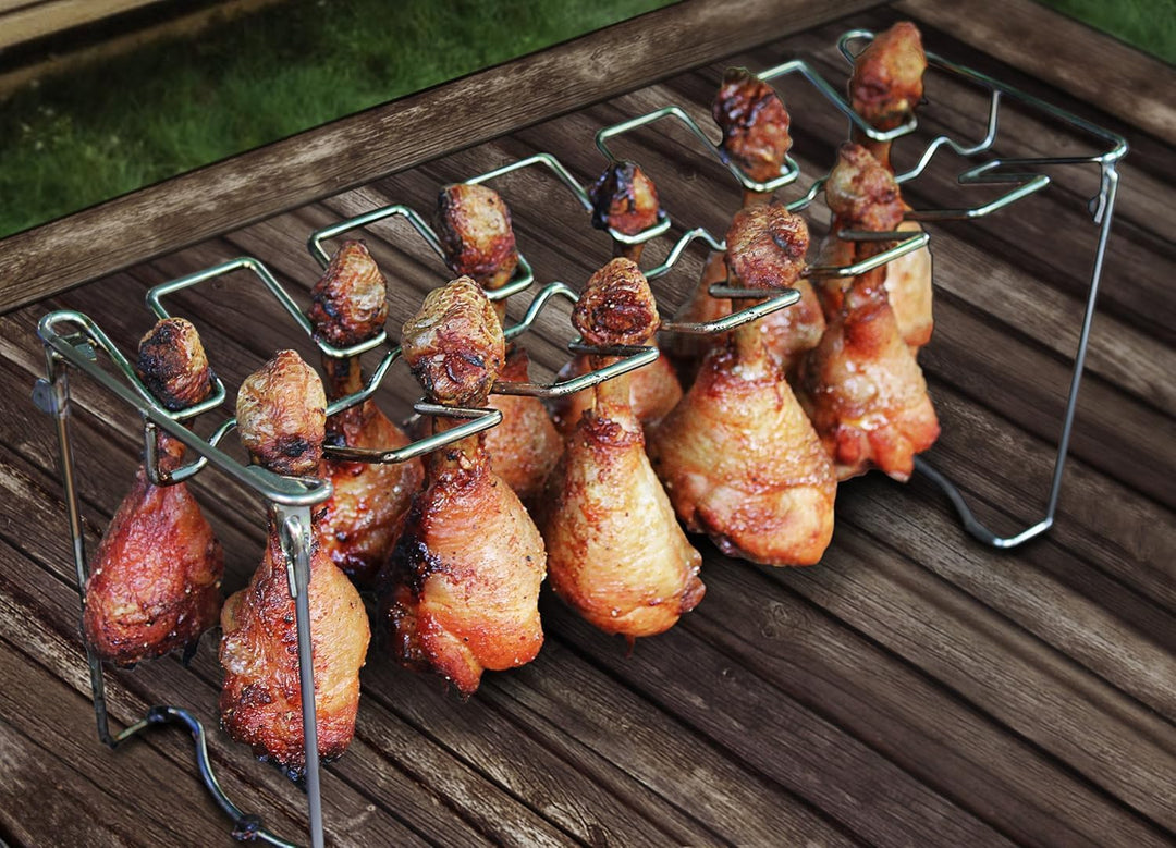 Generisch Hähnchenschenkel Halter für Grill Hähnchenkeulenhalter Edelstahl Keulenhalter für 12 Hähnc