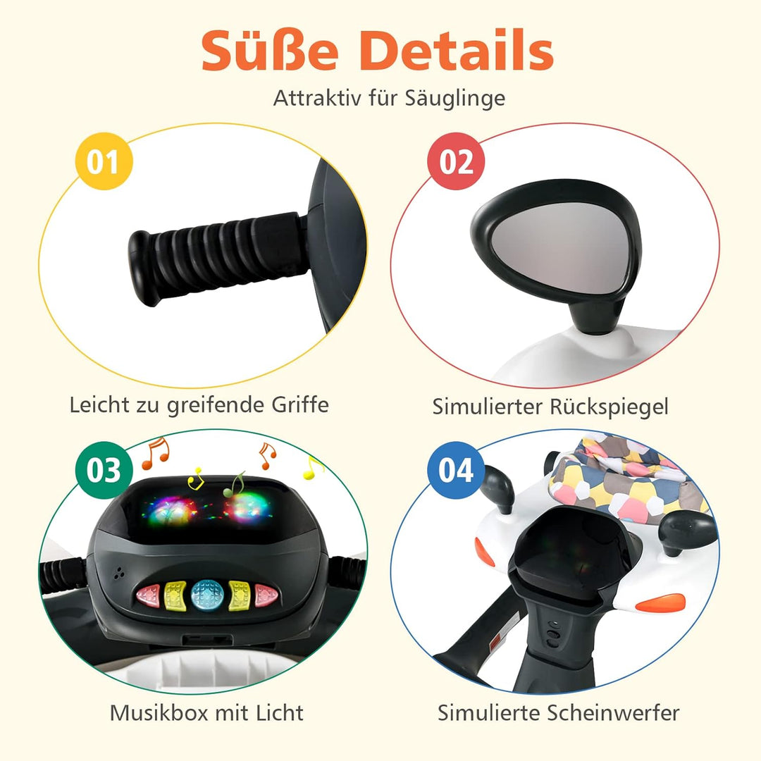 DREAMADE 2 in 1 Lauflernhilfe mit Musik & Licht, Baby Walker Höhenverstellbar & Klappbar, Lauflernwa