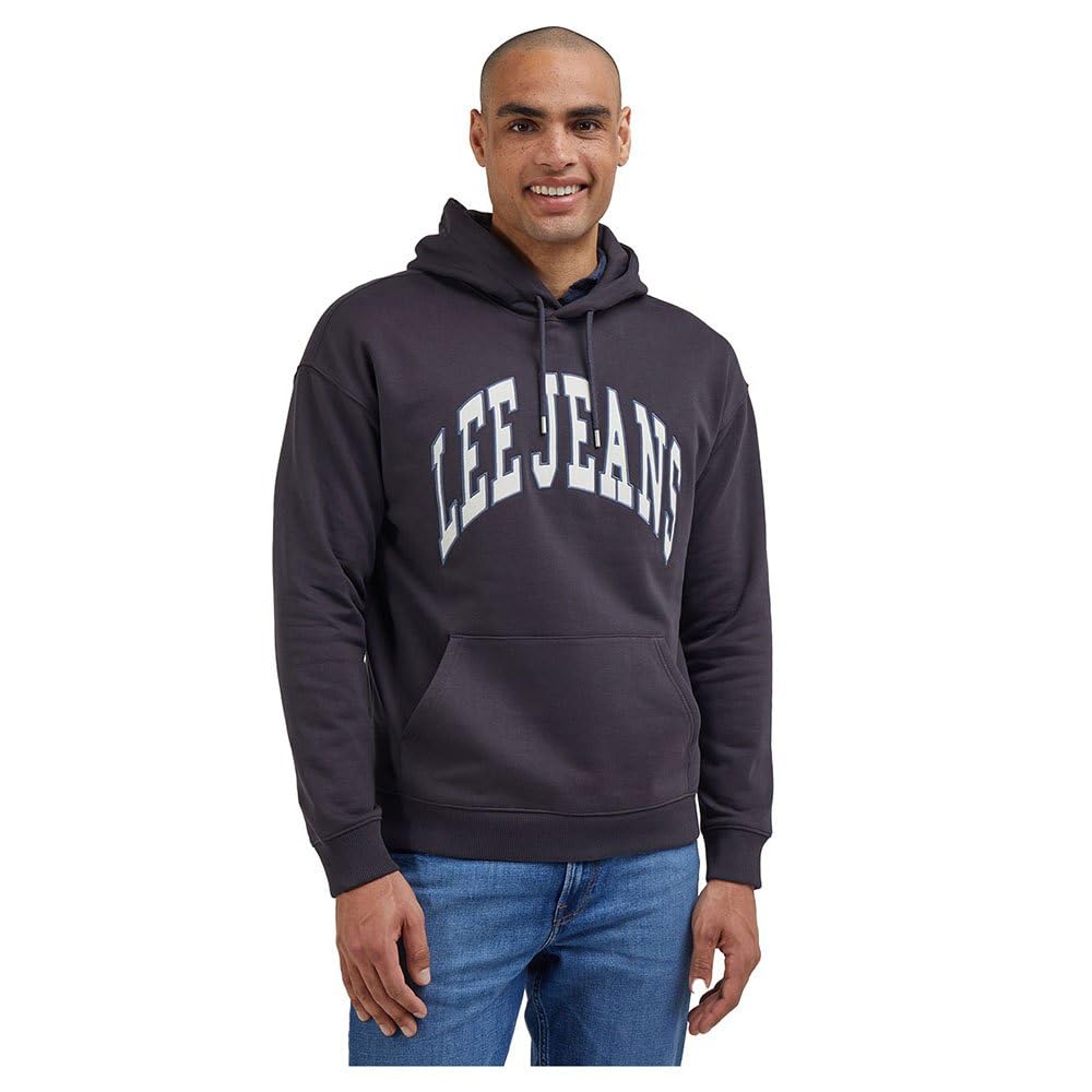 Lee Herren Varsity Hoodie Hooded Sweatshirt XXL Schwarz, XXL Schwarz