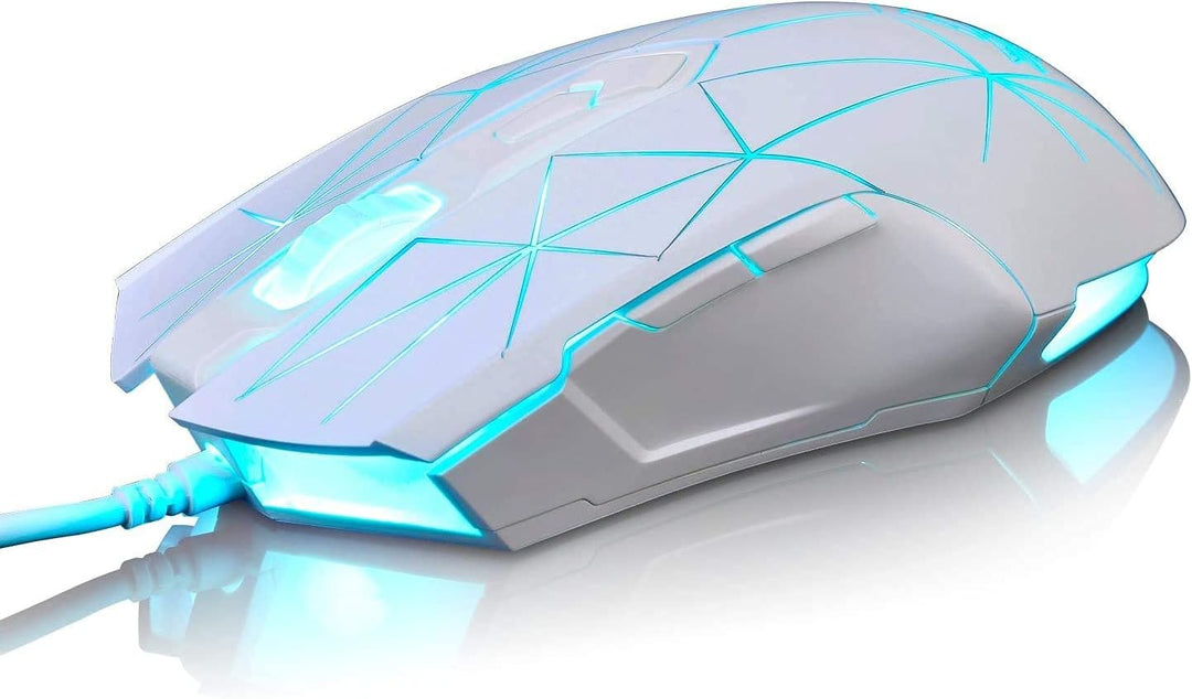 LexonElec Kabelgebundene RGB Gaming Maus, 7 Tasten mit 2500 DPI, ergonomische LED-beleuchtete USB-Ga