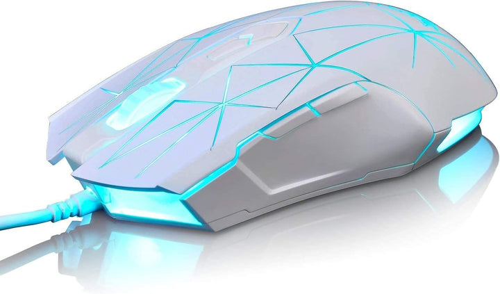 LexonElec Kabelgebundene RGB Gaming Maus, 7 Tasten mit 2500 DPI, ergonomische LED-beleuchtete USB-Ga