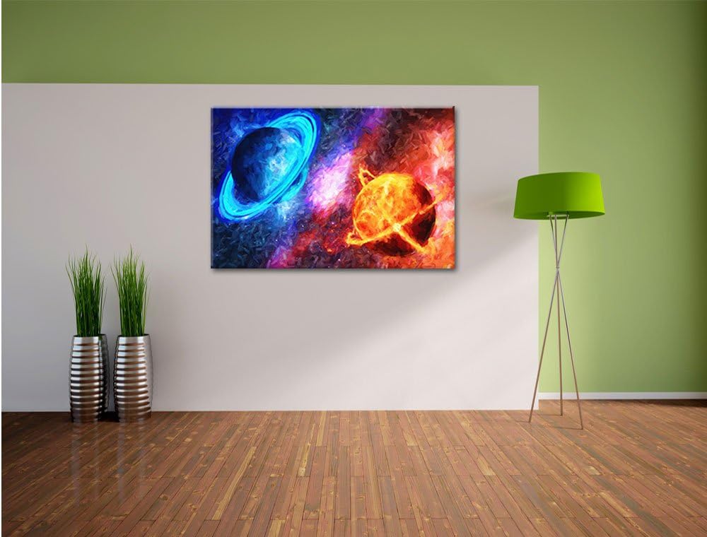 Pixxprint Ausgleich im Weltall Kunst / 100x70cm Leinwandbild bespannt auf Holzrahmen/Wandbild Kunstd