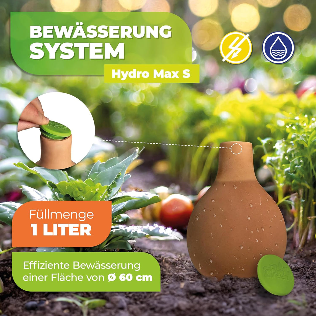 Bewässerungssystem/Olla „Hydromax S“ aus Ton | selbstregulierend | wurzelnahe Bewässerung | ideal fü