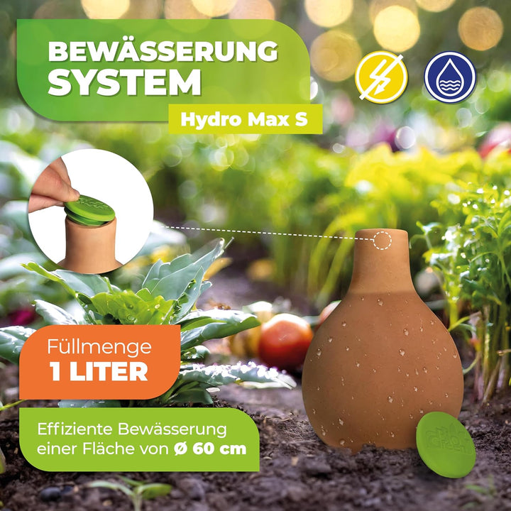 Bewässerungssystem/Olla „Hydromax S“ aus Ton | selbstregulierend | wurzelnahe Bewässerung | ideal fü