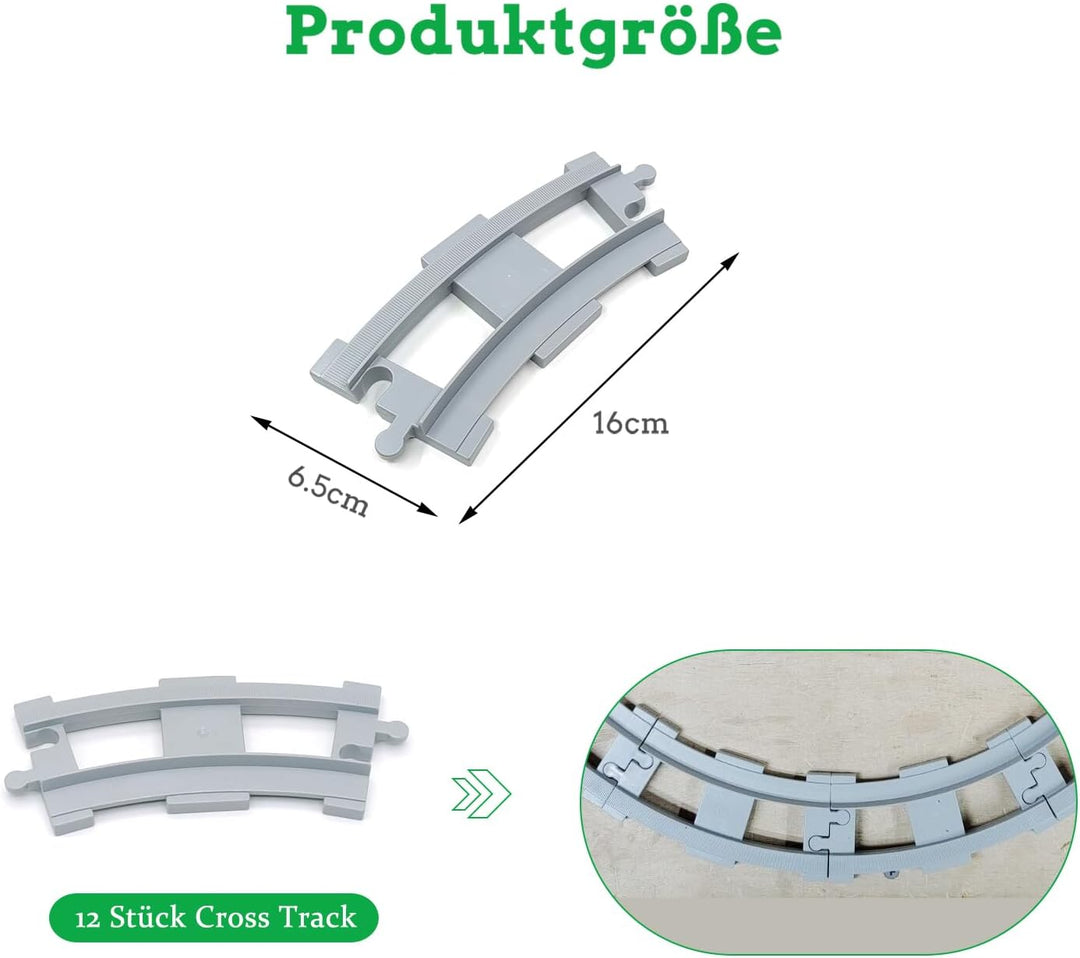 Bausteine Schienen Set, Spielzeug Eisenbahnschienen,bestehend aus Cross Track Gerade, Kurven Schiene