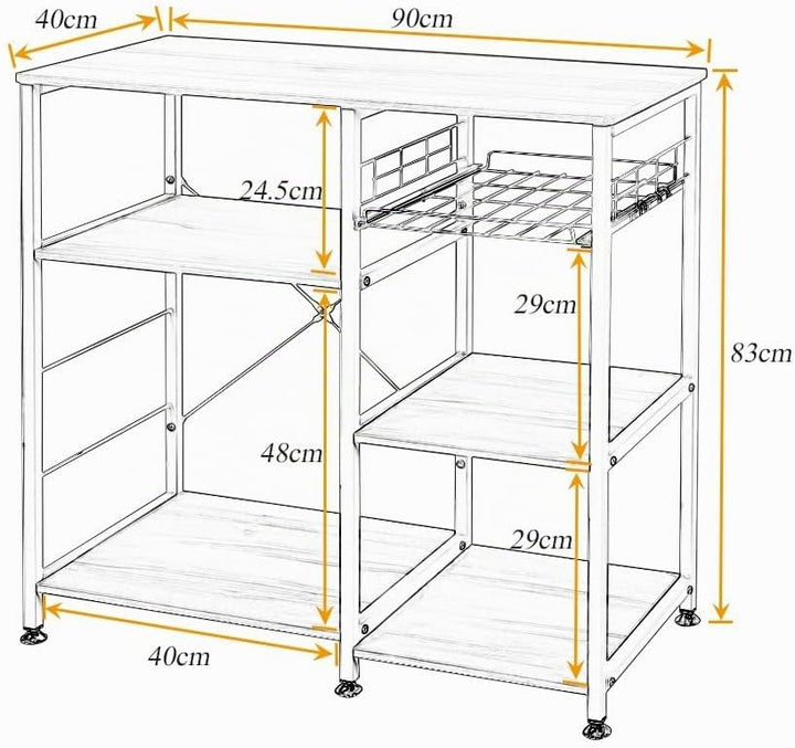 sogesfurniture Küchenregal Standregal Mikrowellenhalter Bäcker Regal, Stabil Metallregal Haushaltsre