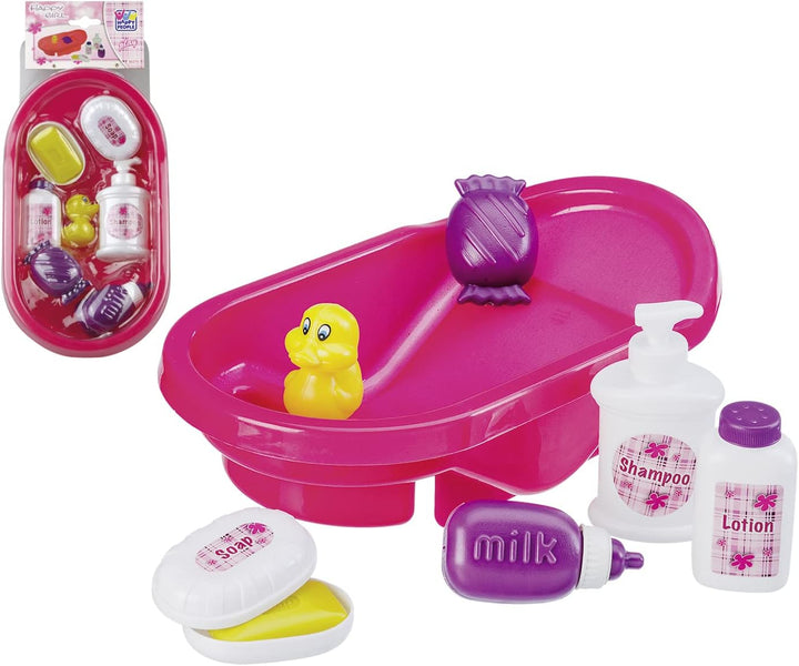 Happy People 50375 - Baby Puppen Badewann mit Zubehör für Puppen Kinderspielzeug Babdezubehör