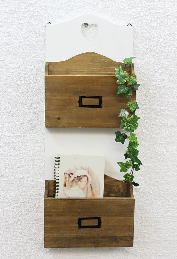 DanDiBo Wandregal Postbox mit Herz Zeitungsständer 12028 Regal 63cm Küchenregal Wand Zeitungshalter