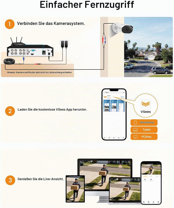 Anlapus 8 Kanal 1080P HD DVR Netzwerk Video Recorder Aufzeichnungsgerät mit 1TB Festplatte, Unterstü