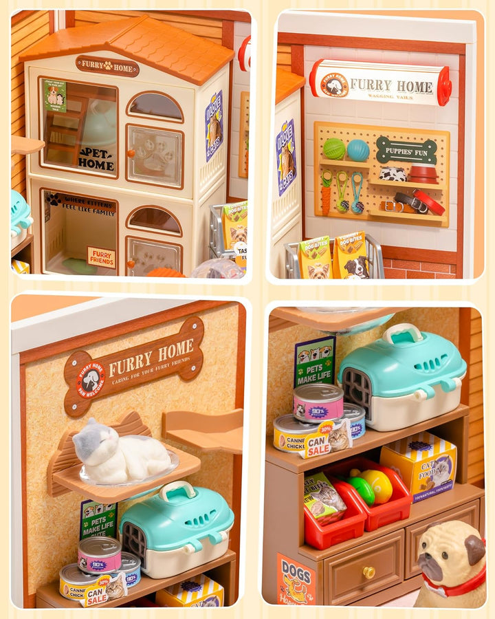 Rolife Super Creator Furry Friends' Home, DIY Miniature House mit Licht, Ohne Kleber, Niedliche Mini