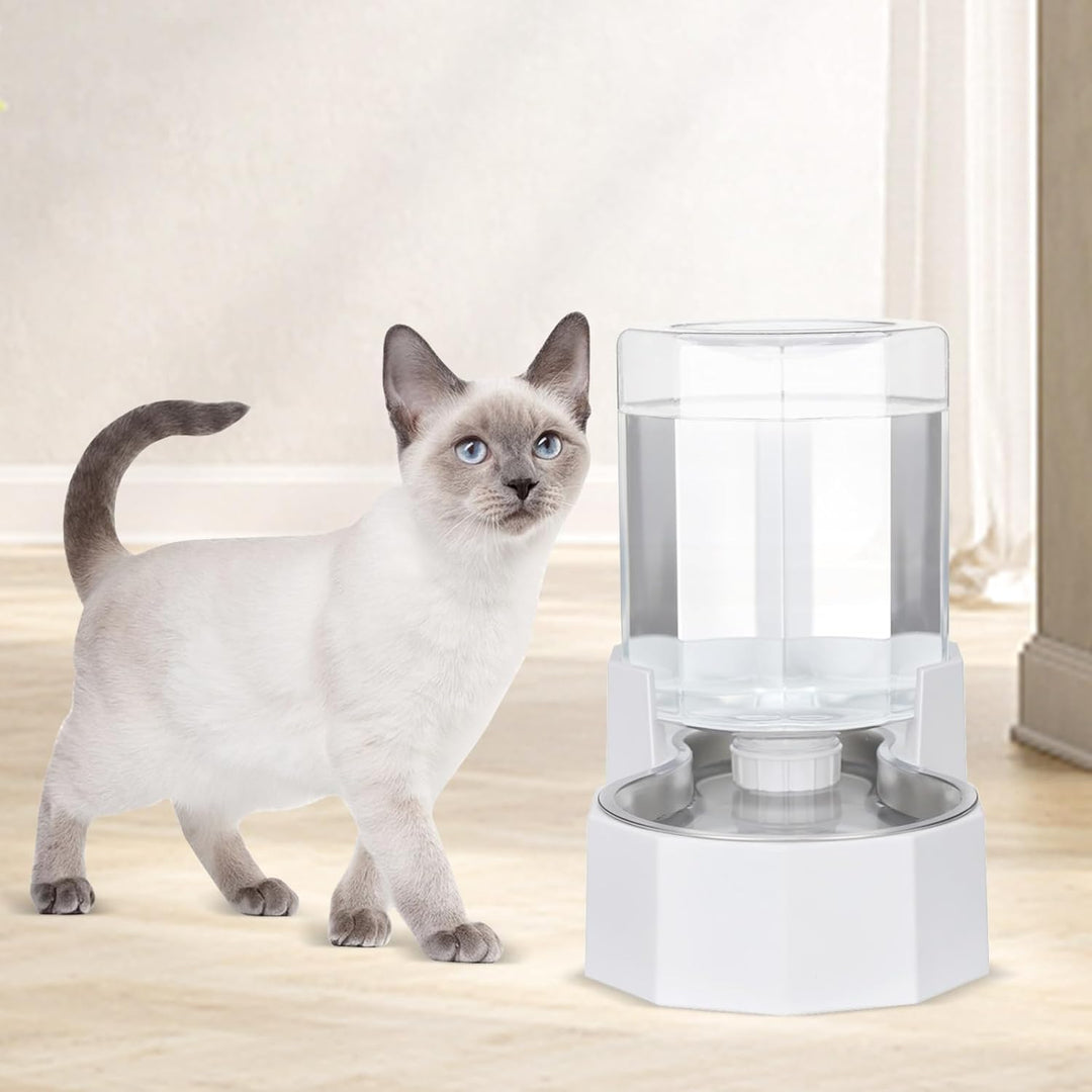 Sfozstra 5L weisser Trinkbrunnen f. Hunde – Edelstahl, standsicher | Schwerkraftbetrieben, 5L, weiss