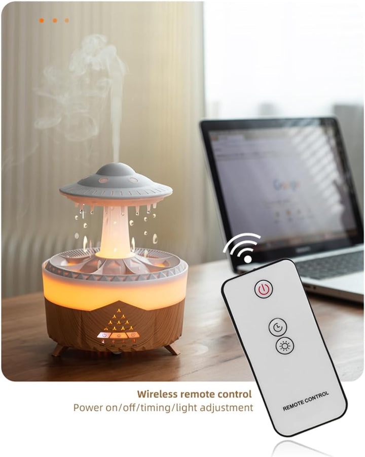 ThreeH UFO Design äTherische öLe Diffuser & Luftbefeuchter mit Regentropfen Effekt 7 Farben Licht fü