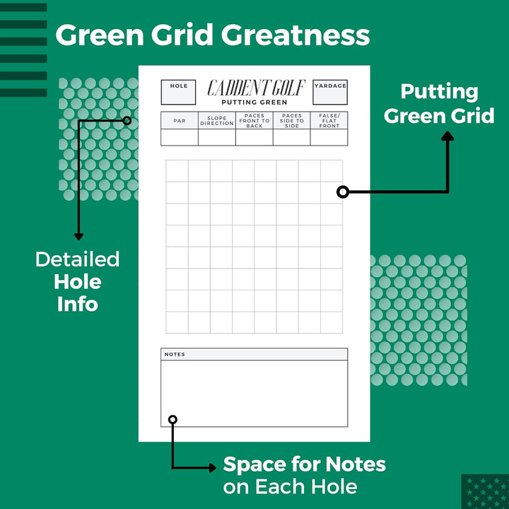 CADDENT Golf Yardage Book - Golf Journal & Log Book with Golf Club Yardage Chart - Golf Notebook Bac