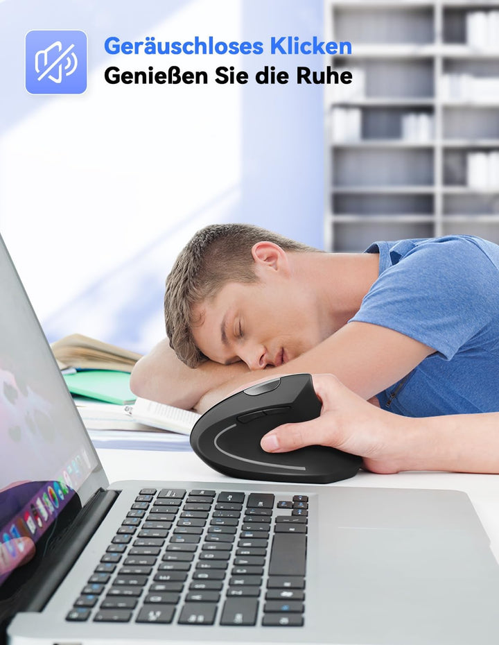 TECKNET Wireless Vertikale Ergonomische Maus, 4800 DPI 6 Tasten Kabellose Optische Maus, 2.4G USB Ve