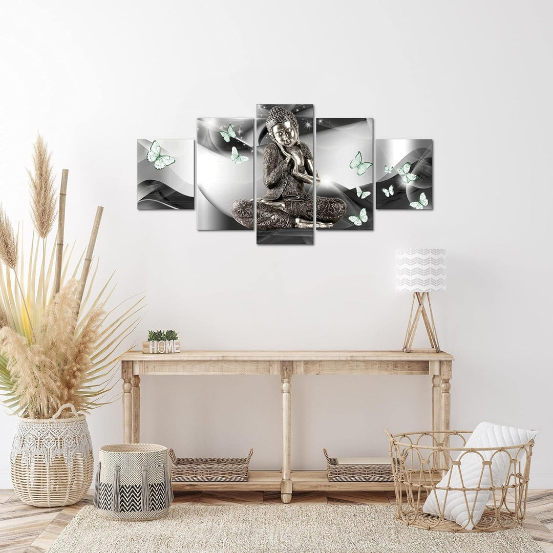 Runa Art Wandbilder Buddha Feng Shui 5 Teilig Bild auf Vlies Leinwand Deko Wohnzimmer Schlafzimmer S