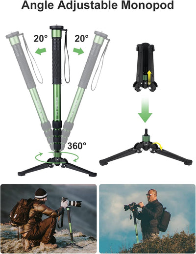 Einbeinstativ, Moman MA66 Kamera Monopod mit Standspinne Reisestativ Kohlefaser Kompakter Tragbarer