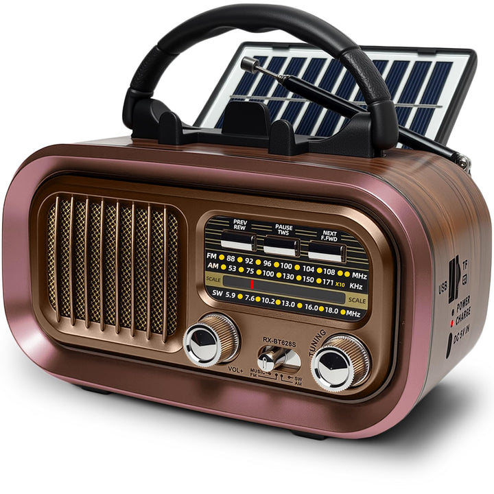 Retro Radio mit mit Solarzelle, AM/FM/SW Klein Radio Batteriebetrieben und Küchenausführung 1200mAh